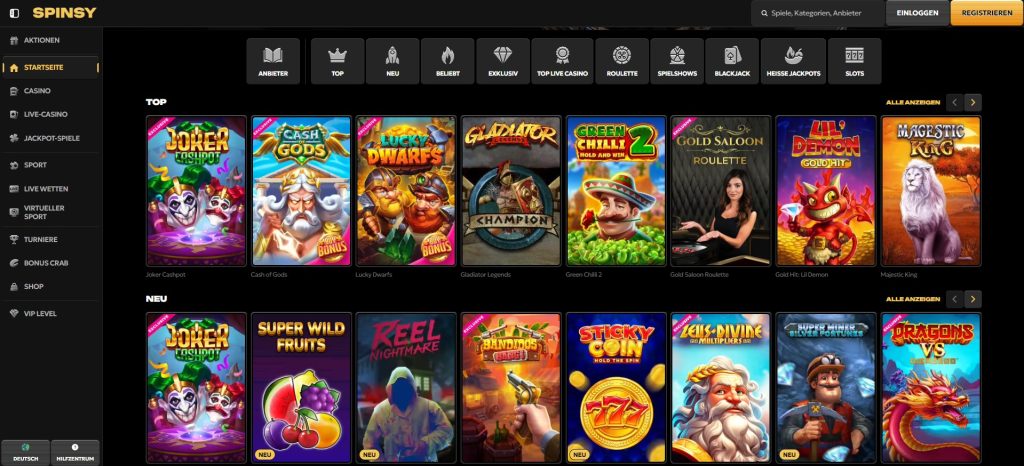 Exciting online casino games at Spinsy, featuring vibrant graphics and thrilling gameplay for endless fun.